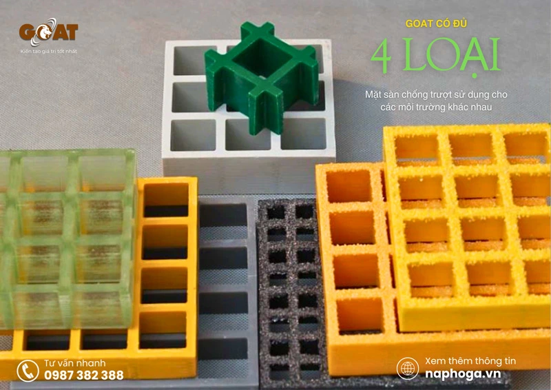 GOAT có đủ các loại bề mặt chống trượt sàn FRP grating