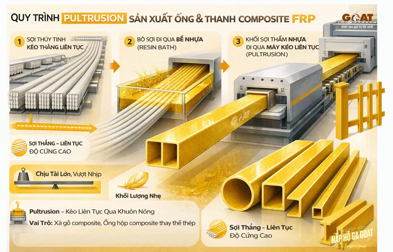 Quy trình ép đùn xà gồ và ống composite
