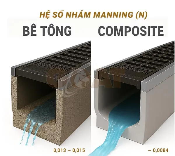 So sánh hệ số nhám của cống composite lắp ghép với cống bê tông