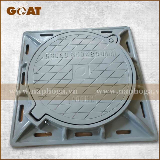 Nắp hố ga 850x850 mm Composite - Khung âm |[Chống trộm hiệu quả]