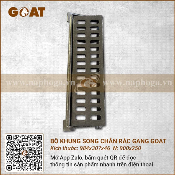 Thông số lưới chắn rác bằng gang đúc kích thước 984x307 GOAT